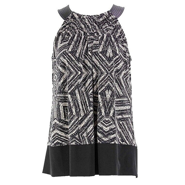 Calvin Klein Sz XS Black Taupe Polyester Spandex High Neck Sleeveless Top