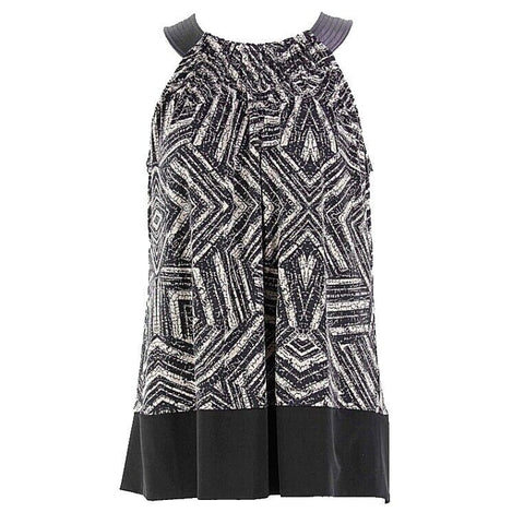 Calvin Klein Sz XS Black Taupe Polyester Spandex High Neck Sleeveless Top