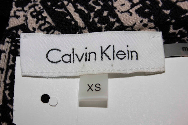 Calvin Klein Sz XS Black Taupe Polyester Spandex High Neck Sleeveless Top
