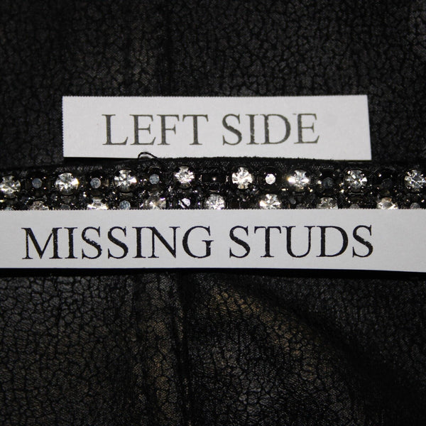 Lena Gabrielle Sz 10 Black Rhinestone Faux Pockets Polyestr Spandex AS IS Jacket