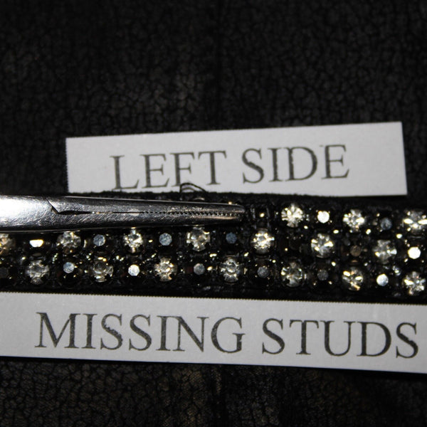 Lena Gabrielle Sz 10 Black Rhinestone Faux Pockets Polyestr Spandex AS IS Jacket