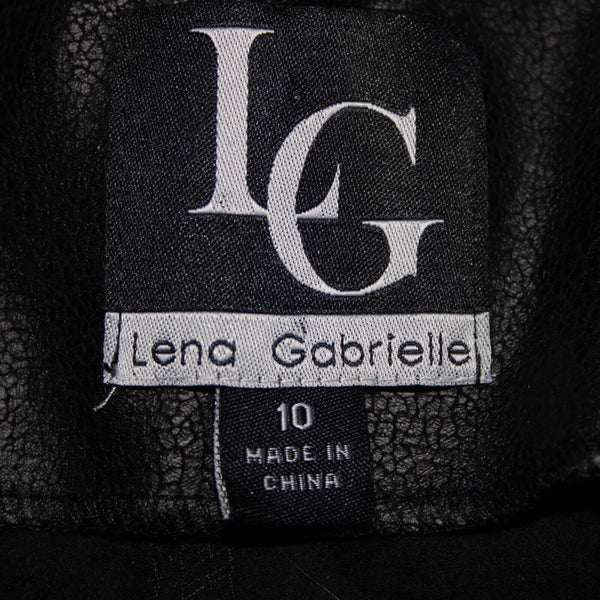 Lena Gabrielle Sz 10 Black Rhinestone Faux Pockets Polyestr Spandex AS IS Jacket