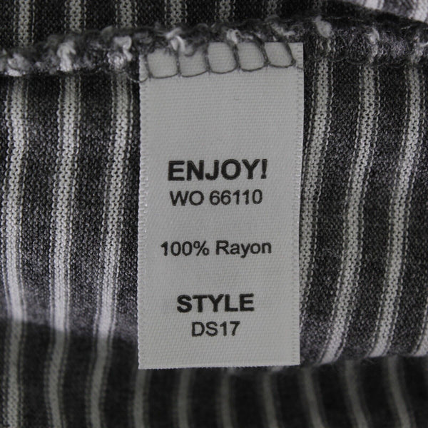 Michael Stars Sz S Gray White Stripes Drawstring Waist Scoop Rayon Knit Dress