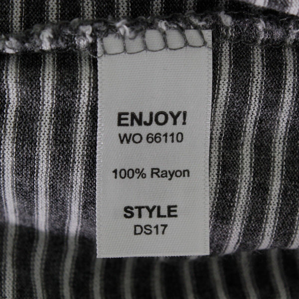 Michael Stars Sz S Gray White Stripes Drawstring Waist Scoop Rayon Knit Dress
