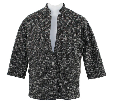 Elevenses NEW $168 M Black Ivory Gray Poly Cotton PU Acrylic Heavy Jacket