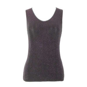Armani Collezioni Sz 2 Black Purple Metallic Acetate Elastane Basic Layering Top