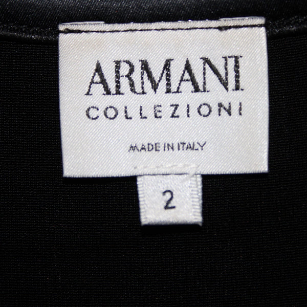 Armani Collezioni Sz 2 Black Purple Metallic Acetate Elastane Basic Layering Top