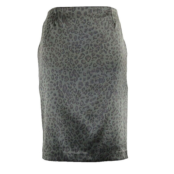 Alberto Makali 6 Dark Olive Black Animal Straight Polyester Spandex Skirt