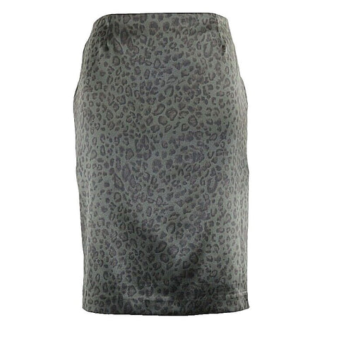 Alberto Makali 6 Dark Olive Black Animal Straight Polyester Spandex Skirt