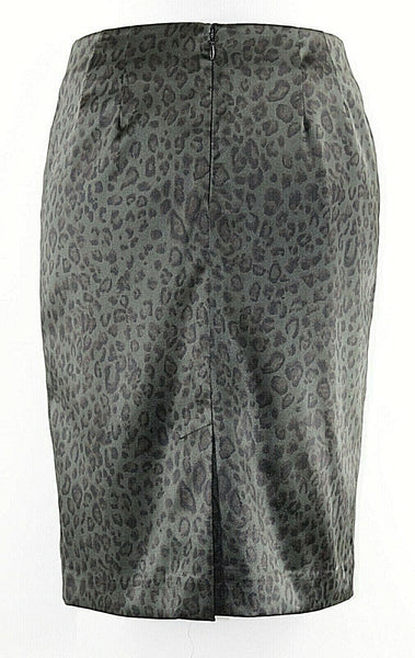 Alberto Makali 6 Dark Olive Black Animal Straight Polyester Spandex Skirt