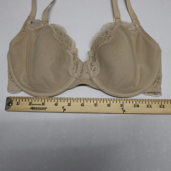 Natori Sz 32DDD Nude Mesh Overlay Lace Trim  Underwire Bra