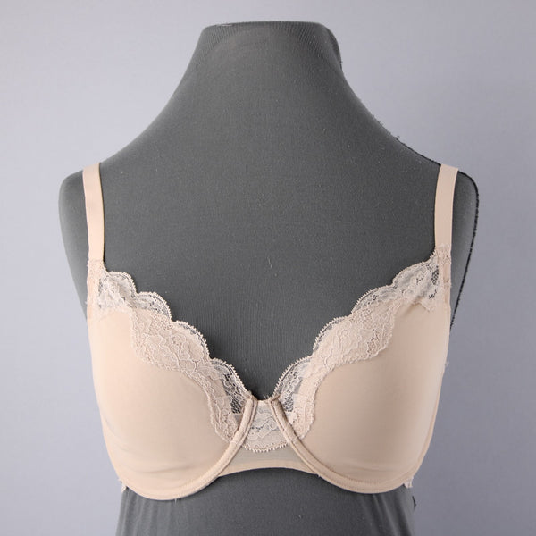 Natori Sz 32DDD Nude Mesh Overlay Lace Trim  Underwire Bra