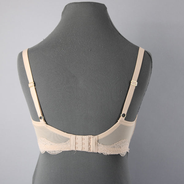 Natori Sz 32DDD Nude Mesh Overlay Lace Trim  Underwire Bra
