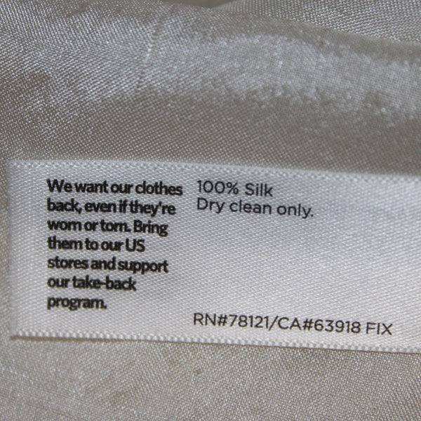 Eileen Fisher Top Sz XXS Cream White Shiny Collared Buttons Peplum 100% Silk Top