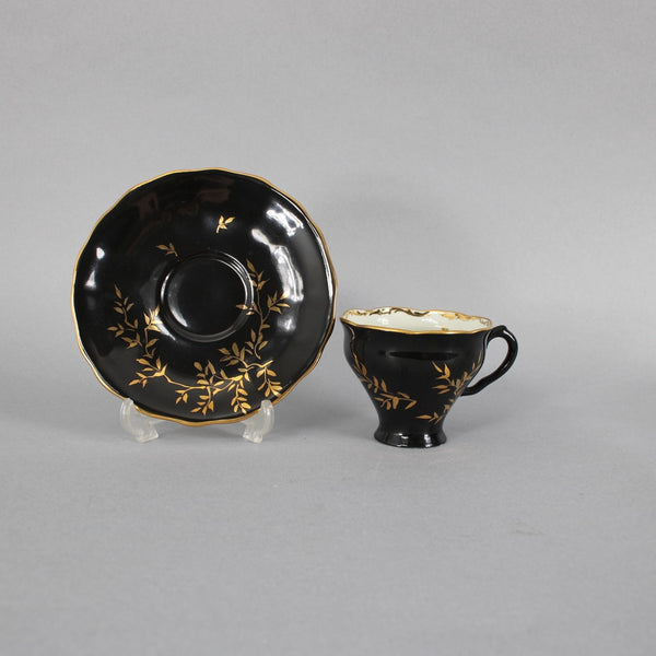 Loreiga Teacup With Saucer Black Gold Porcelain Teacup With Saucer