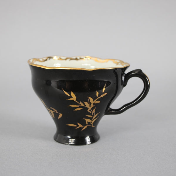 Loreiga Teacup With Saucer Black Gold Porcelain Teacup With Saucer