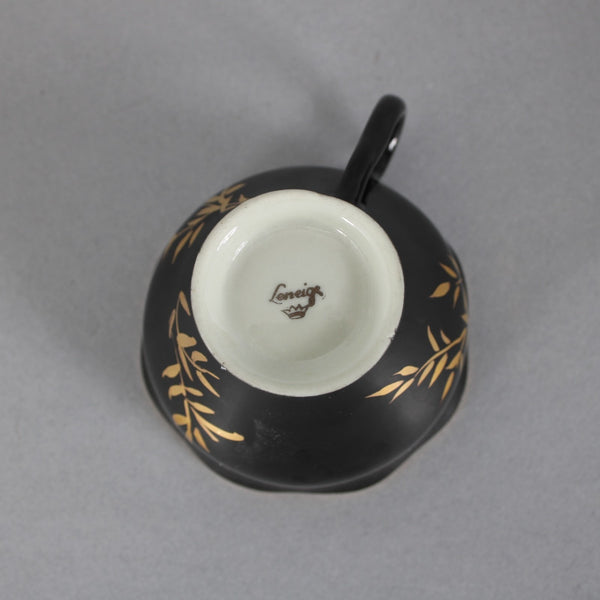 Loreiga Teacup With Saucer Black Gold Porcelain Teacup With Saucer