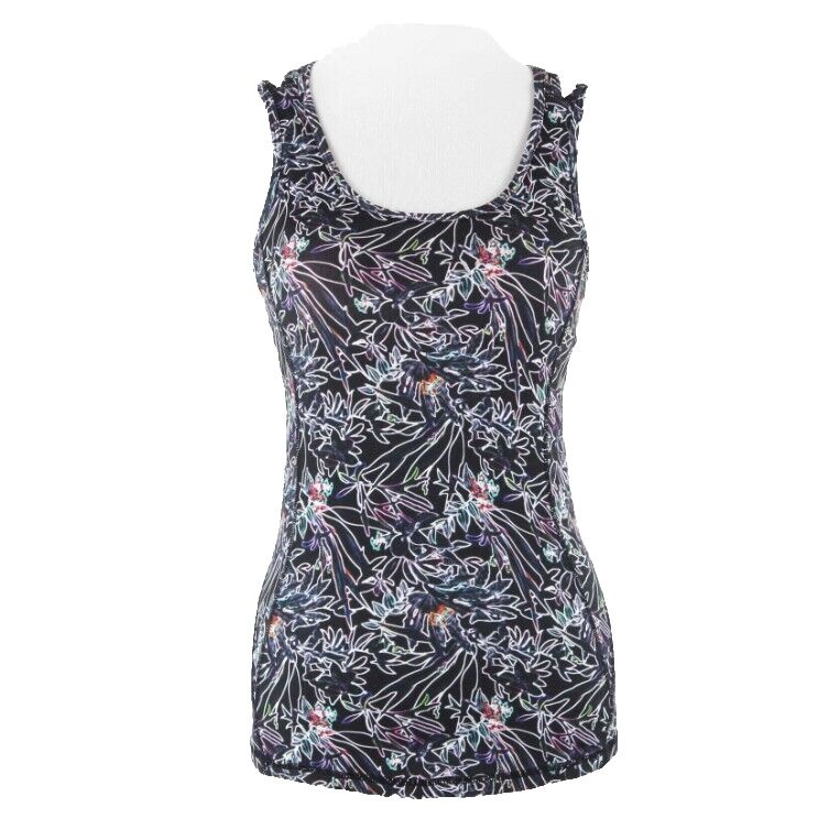 Kyodan Sz XS Black Multi Floral Polyester Blend Active Wear Top