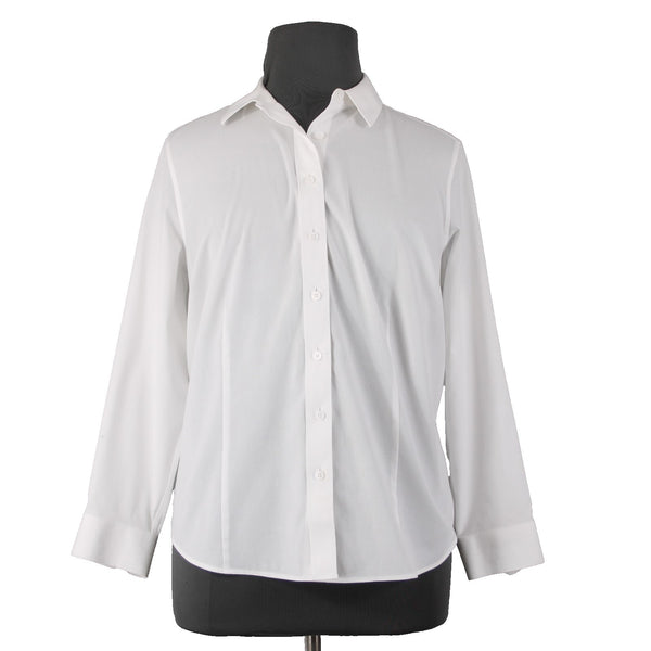 Talbots Top Sz 18wp White Collared Button Up Non Iron Cotton Spandex Top