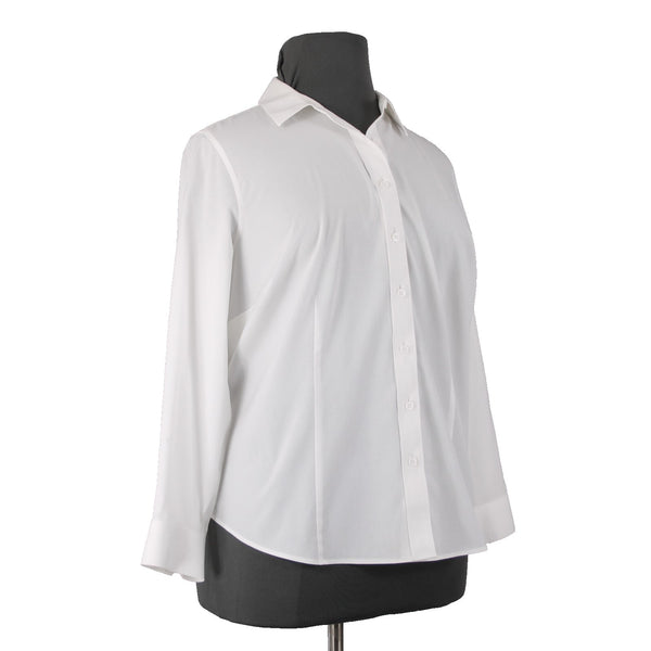Talbots Top Sz 18wp White Collared Button Up Non Iron Cotton Spandex Top