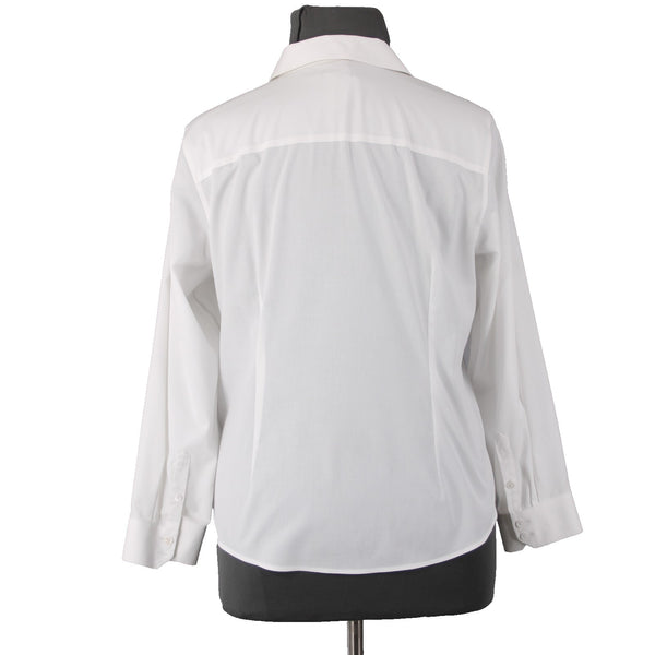 Talbots Top Sz 18wp White Collared Button Up Non Iron Cotton Spandex Top