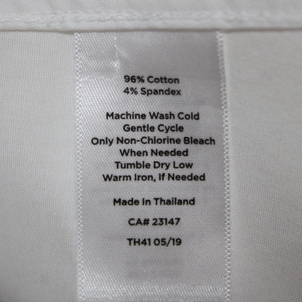 Talbots Top Sz 18wp White Collared Button Up Non Iron Cotton Spandex Top