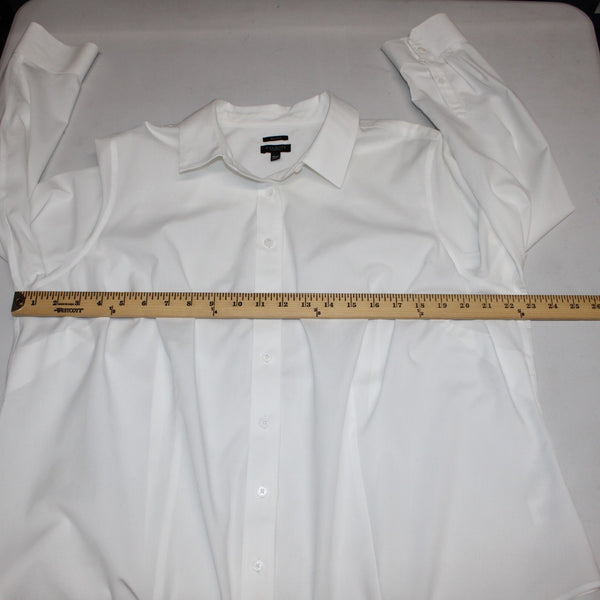 Talbots Top Sz 18wp White Collared Button Up Non Iron Cotton Spandex Top