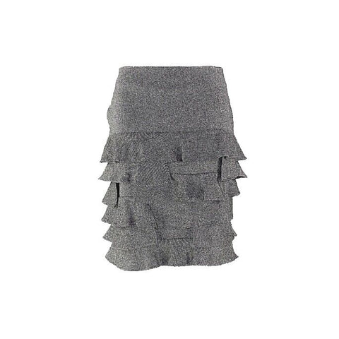 Talbots Sz 10P Black White Tweed Tiered Layered Wool Blend Lined Skirt