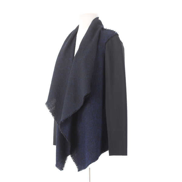 Elie Tahari Wrap Sweater Sz XS Navy Blue Black Draped Acrylic Poly Cotton Wrap