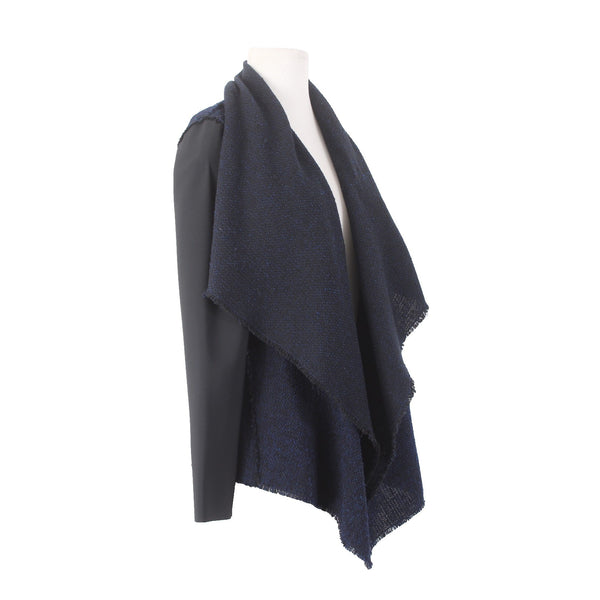 Elie Tahari Wrap Sweater Sz XS Navy Blue Black Draped Acrylic Poly Cotton Wrap