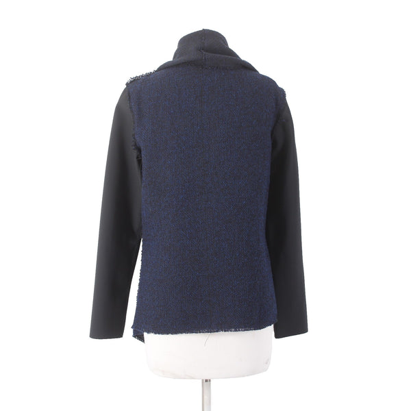 Elie Tahari Wrap Sweater Sz XS Navy Blue Black Draped Acrylic Poly Cotton Wrap