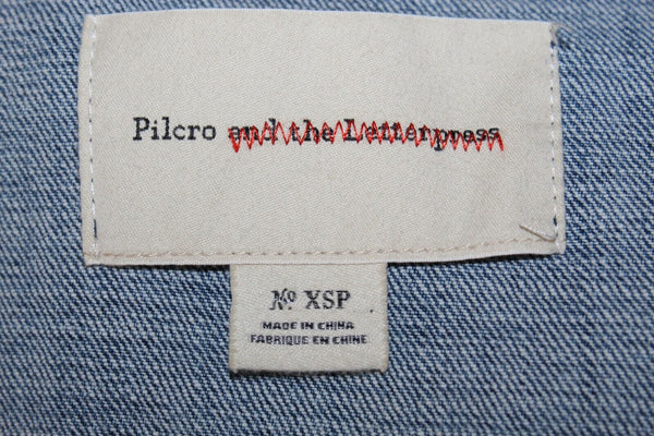 Pilcro Sz XSP Blue Denim Olive Green Denim Cotton Blend Jacket