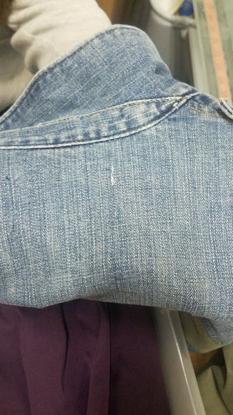 Pilcro Sz XSP Blue Denim Olive Green Denim Cotton Blend Jacket