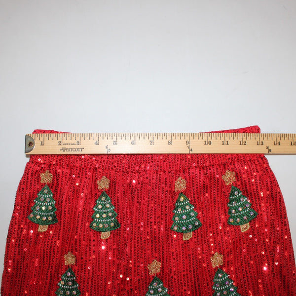 Why Dress Shorts NEW $68 Sz S x 2.5 Red Multi Color Rhinestones Xmas Tree Poly