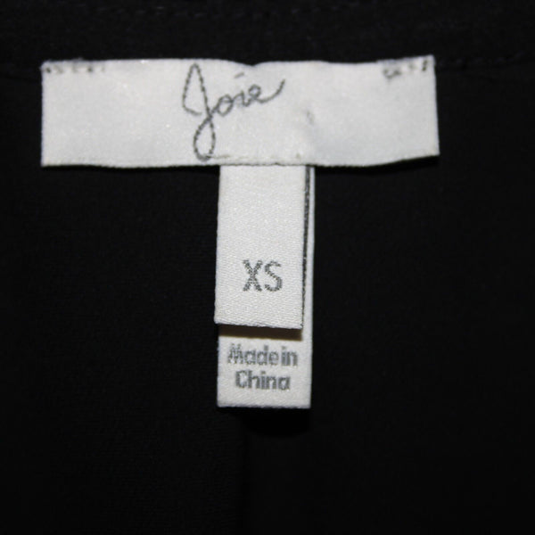 Joie Sz XS Black Embroidered Tassle Fringe Lined 100% Polyester Cotton Top