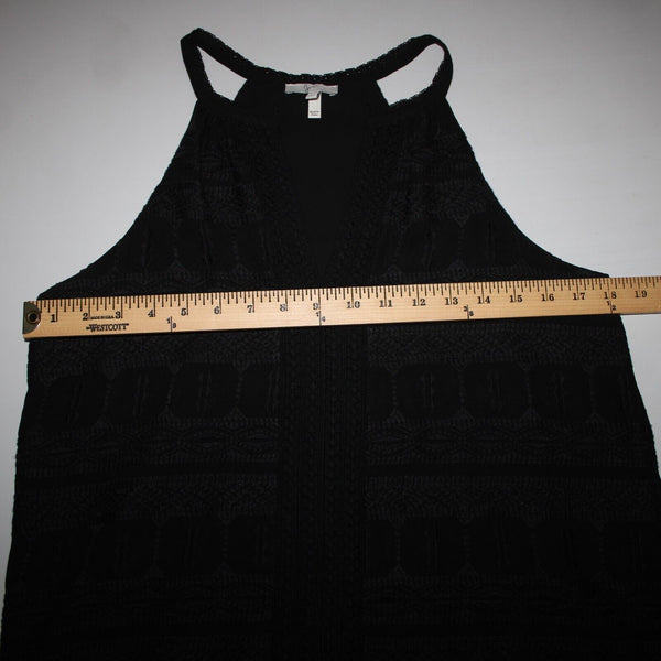 Joie Sz XS Black Embroidered Tassle Fringe Lined 100% Polyester Cotton Top