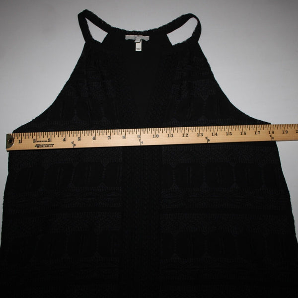 Joie Sz XS Black Embroidered Tassle Fringe Lined 100% Polyester Cotton Top