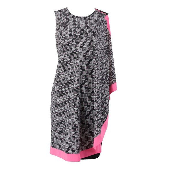 Ted Baker Dress Just For You Sz 1 Black White Pink Waterfall Viscose Nylon Dress