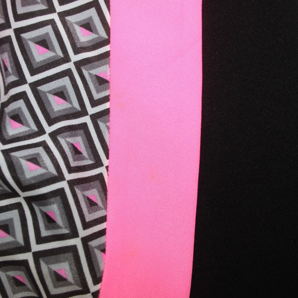 Ted Baker Dress Just For You Sz 1 Black White Pink Waterfall Viscose Nylon Dress