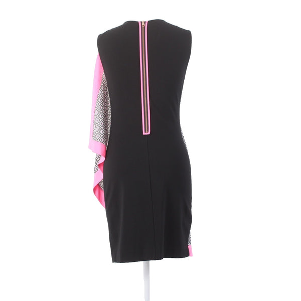Ted Baker Dress Just For You Sz 1 Black White Pink Waterfall Viscose Nylon Dress