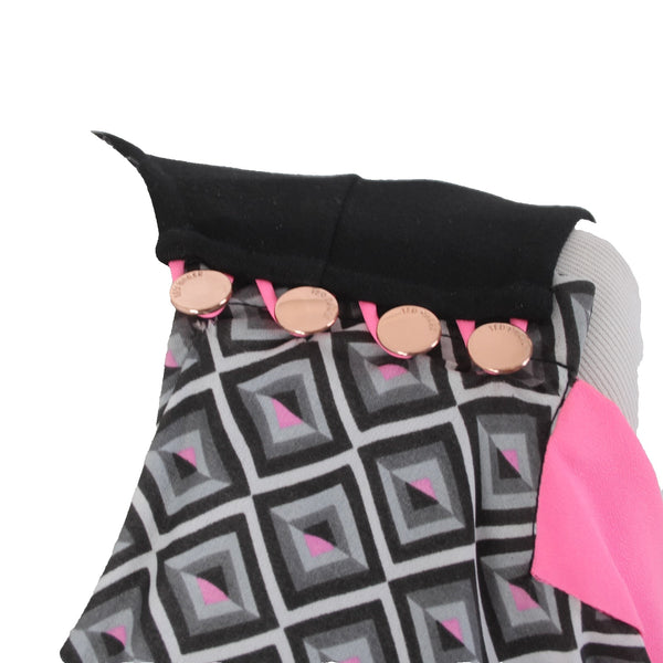 Ted Baker Dress Just For You Sz 1 Black White Pink Waterfall Viscose Nylon Dress