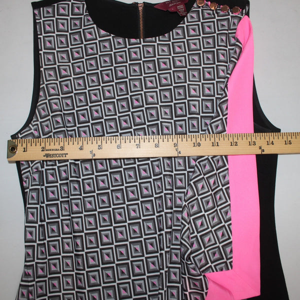 Ted Baker Dress Just For You Sz 1 Black White Pink Waterfall Viscose Nylon Dress