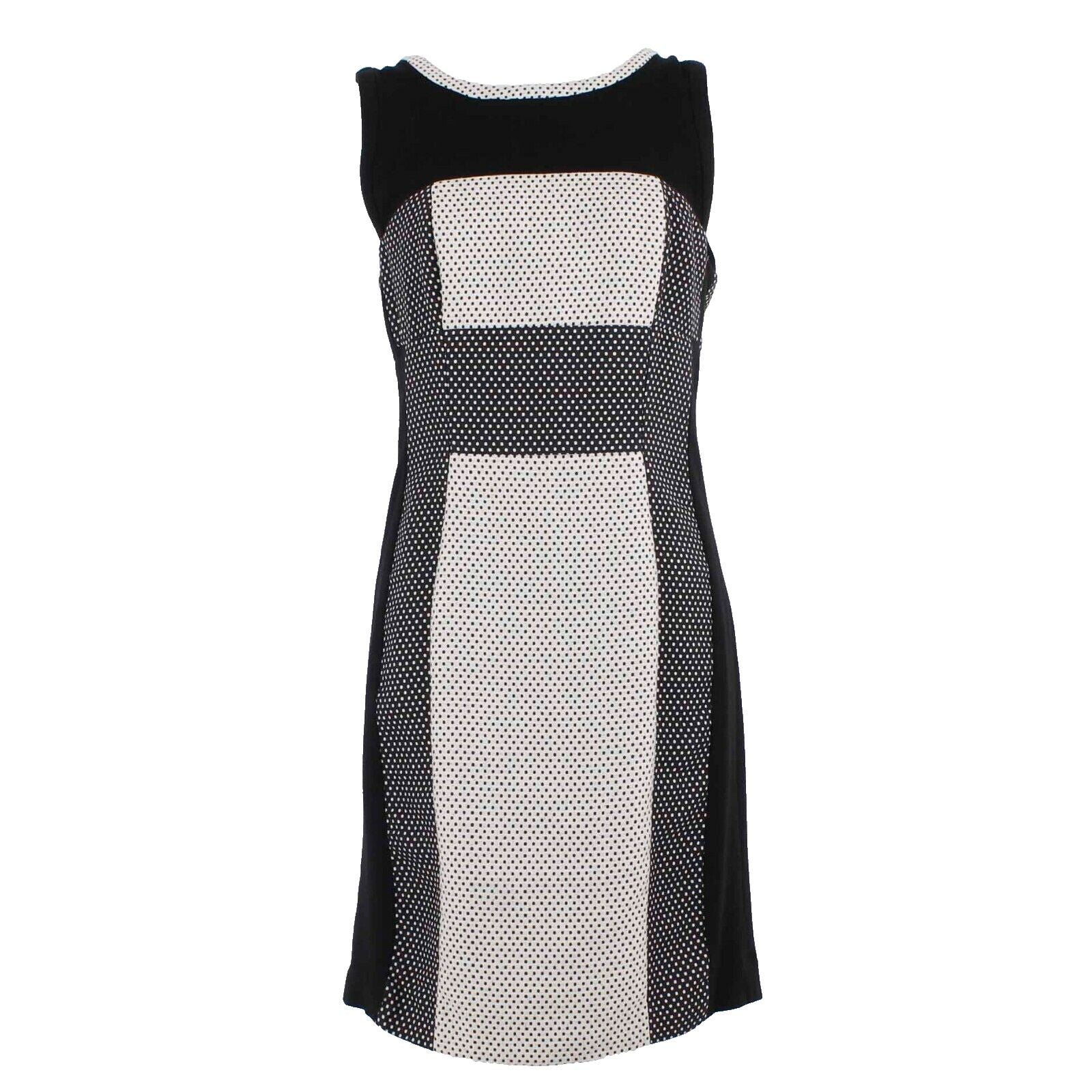 Yoana Baraschi Sz 8 Black Cream Polka Dot Sleeveless Lined Rayon Polyester Dress