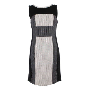 Yoana Baraschi Sz 8 Black Cream Polka Dot Sleeveless Lined Rayon Polyester Dress