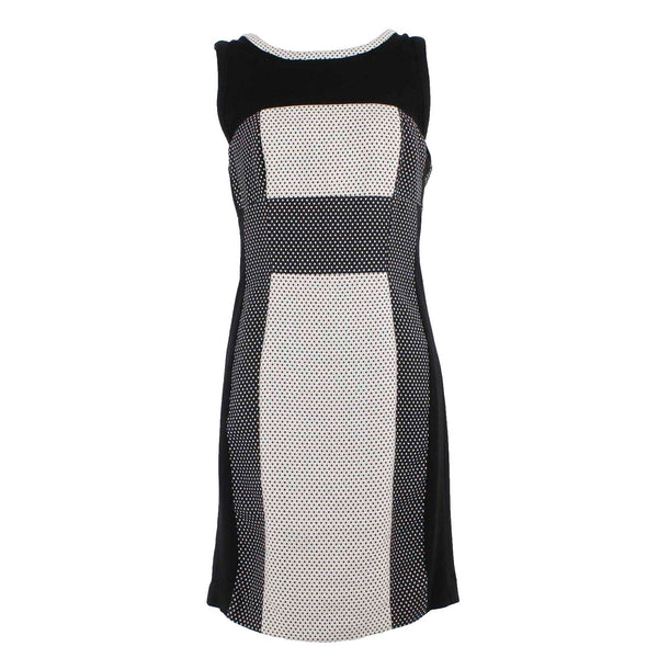 Yoana Baraschi Sz 8 Black Cream Polka Dot Sleeveless Lined Rayon Polyester Dress