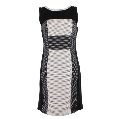 Yoana Baraschi Sz 8 Black Cream Polka Dot Sleeveless Lined Rayon Polyester Dress