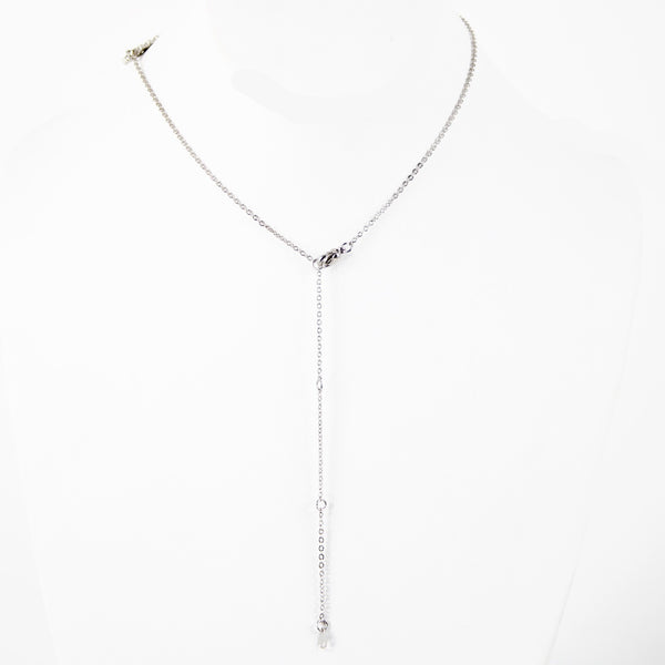 MEAGAN Name Silvertone Rhinestone 14.5" w 4.5" Multi Ring Ext Necklace 1
