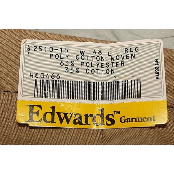 Edwards NEW Sz 48 x 35 Tan Polyester Cotton Woven Raw Hem Trouser Pant