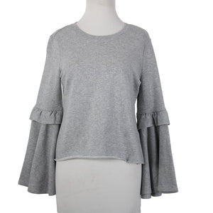 Candies NEW $48 Sz S Grey Heather Bell Sleeve Sweatshirt Cotton Poly Sweater