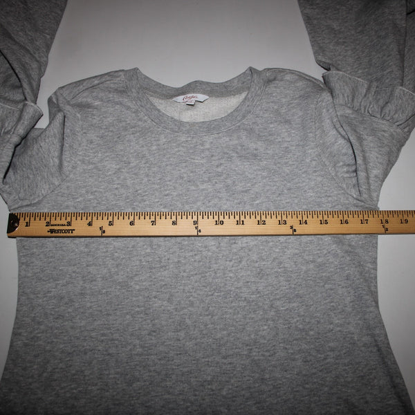 Candies NEW $48 Sz S Grey Heather Bell Sleeve Sweatshirt Cotton Poly Sweater